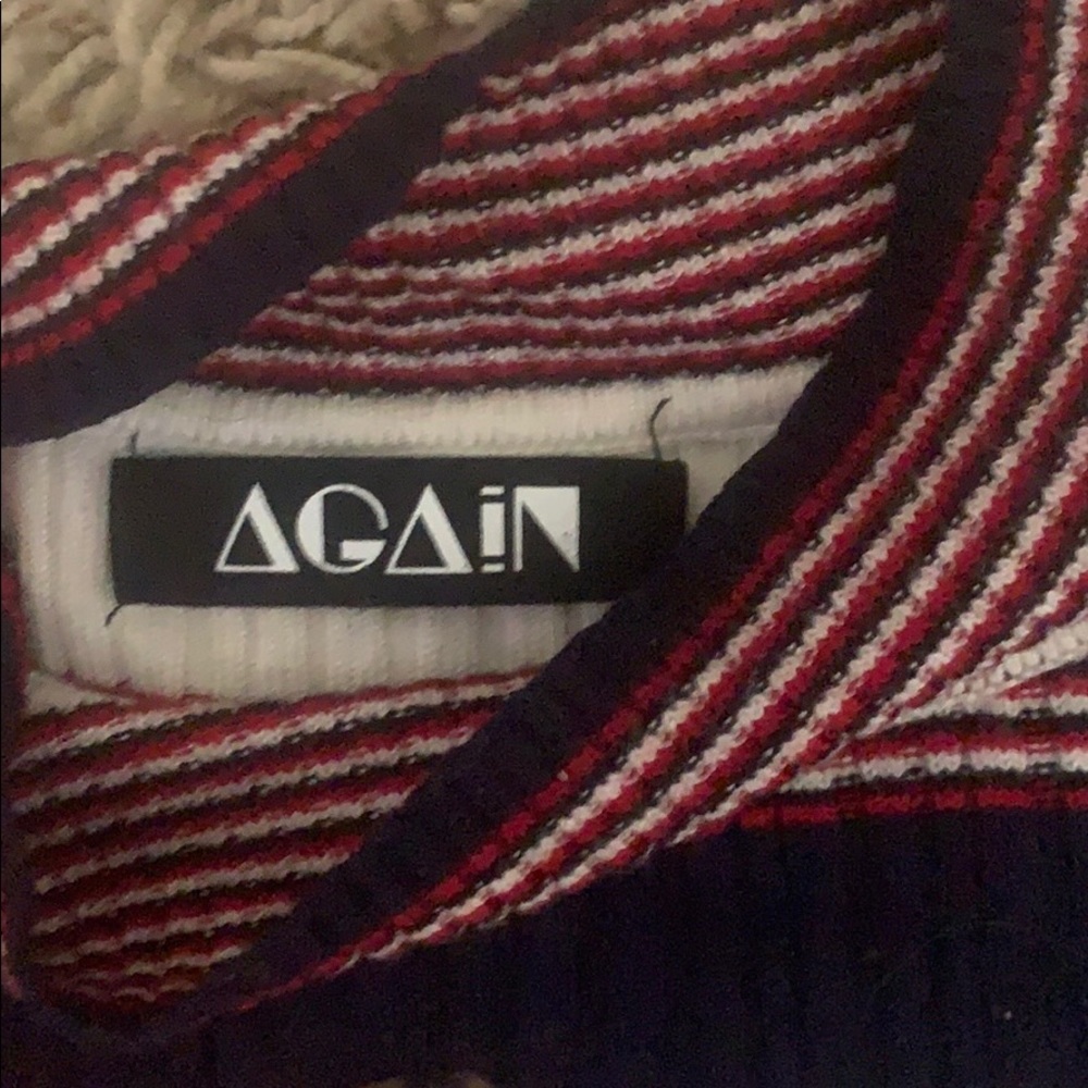 Again Cropped Tight Fitting Striped Turtleneck - image 2